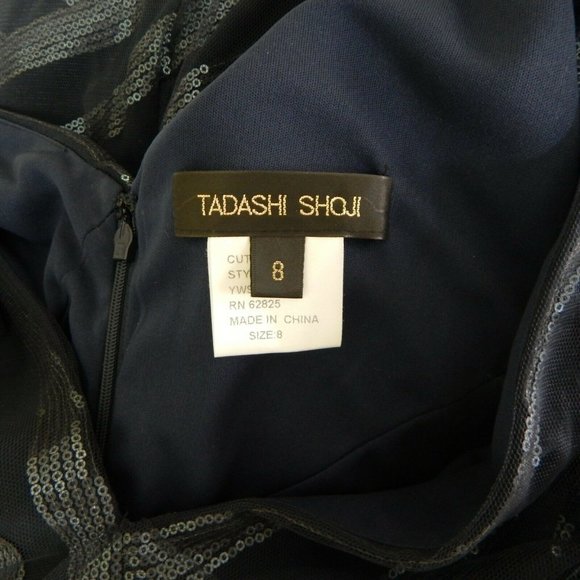 TADASHI SHOJI stunning shift sheath cocktail sequins tulle party evening blue 8 - Picture 7 of 8